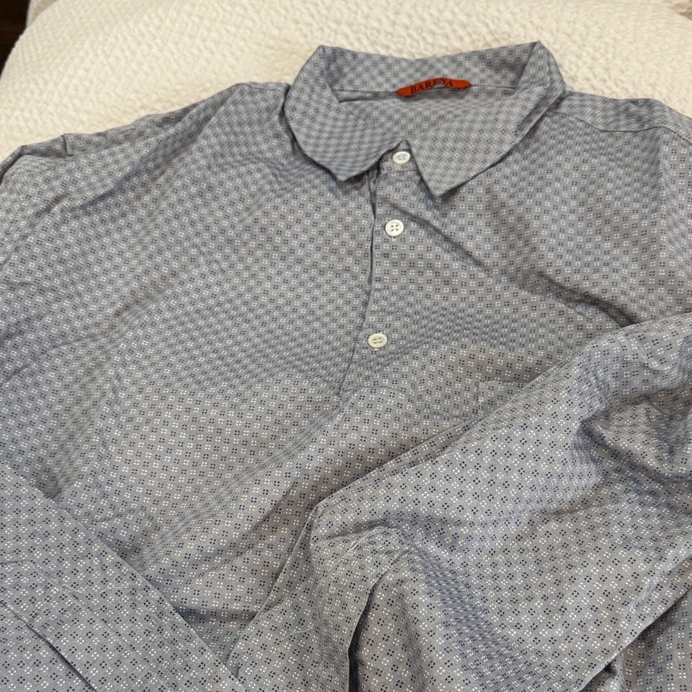 Barena Light Blue Geometric Button Down Shirt